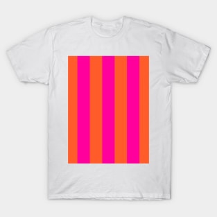 Hot Fuchsia Pink and Burnt Orange Stripes T-Shirt